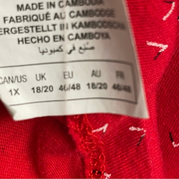 Girlfriend Plus Size 3/4 Sleeve T-shirt Red with pattern 60% Cotton 40% Viscose - Picture 7 of 12